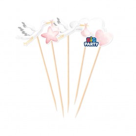 5 MINI CAKE TOPPER WELCOME BABY ROSA