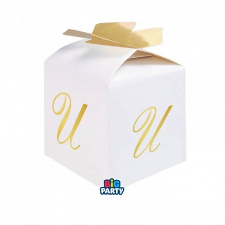 10 SCAT CUBETTO FIOCCO LETT U 5X7X5CM