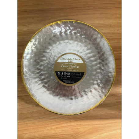 10 PIATTI TRASP BORDO ORO 18CM