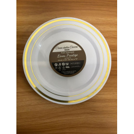 10 PIATTI BIANCO BORDO ORO 19CM
