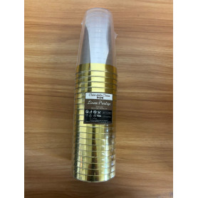20 BICCH. PLASTICA TRASP BORDO ORO