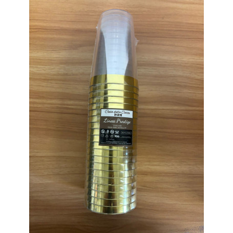 20 BICCH. PLASTICA TRASP BORDO ORO