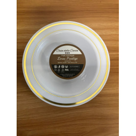 10 PIATTI FONDI BIANCHI BORDO ORO