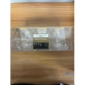 6 BICCH PLAST 355ML TRASP BORDO ORO