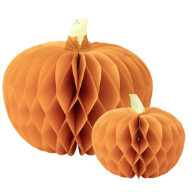 2 ZUCCHE CARTA ARANCIO/ORO 20/30CM