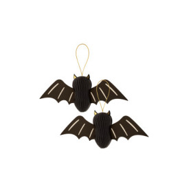 2 PIPISTRELLI CARTA 26CM DETTAGLI ORO