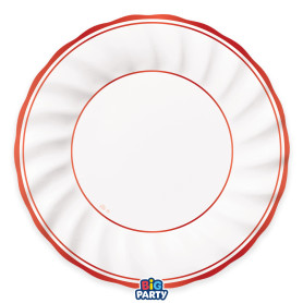 6 PIATTI FONDI 24CM CLASSIC RED METAL