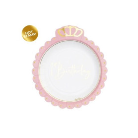 8 PIATTI CORONA FIRST BIRTHDAY GIRL 20CM