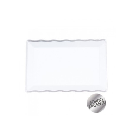 VASSOIO BIANCO/ARGENTO 20X30CM