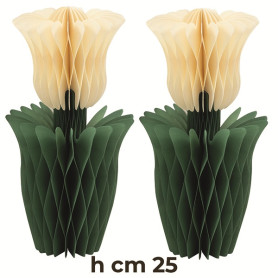 2 TULIPANI IN CARTA AVORIO 25CM