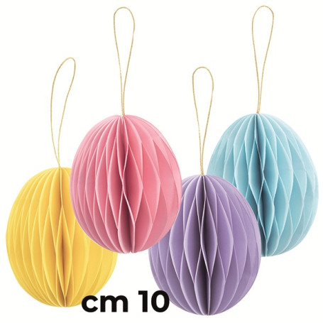 4 DEC IN CARTA UOVO 10CM NEW COL ASS