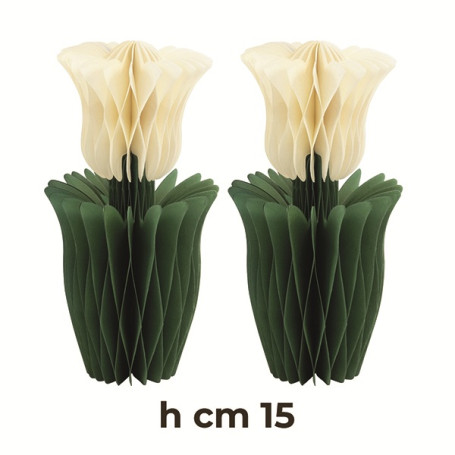 2 TULIPANI IN CARTA AVORIO 15CM