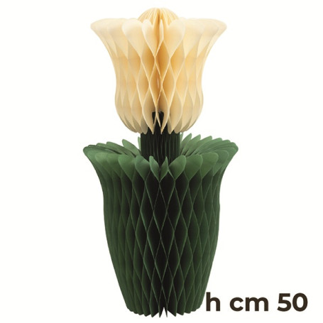 1 TULIPANO IN CARTA AVORIO 50CM