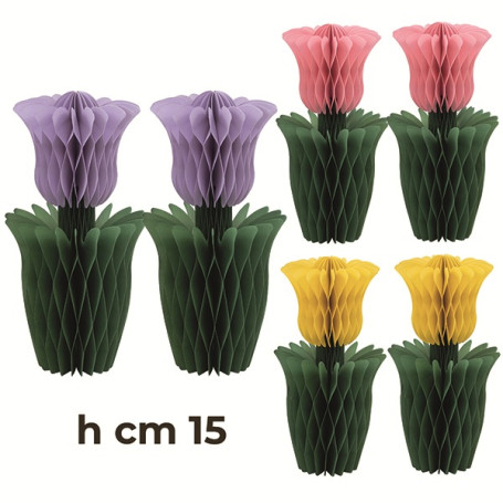 2 TULIPANI IN CARTA 3 COL ASS 15CM