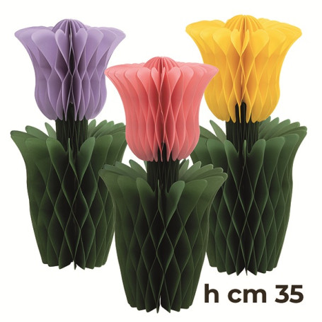1 TULIPANO IN CARTA 3 COL ASS 35CM